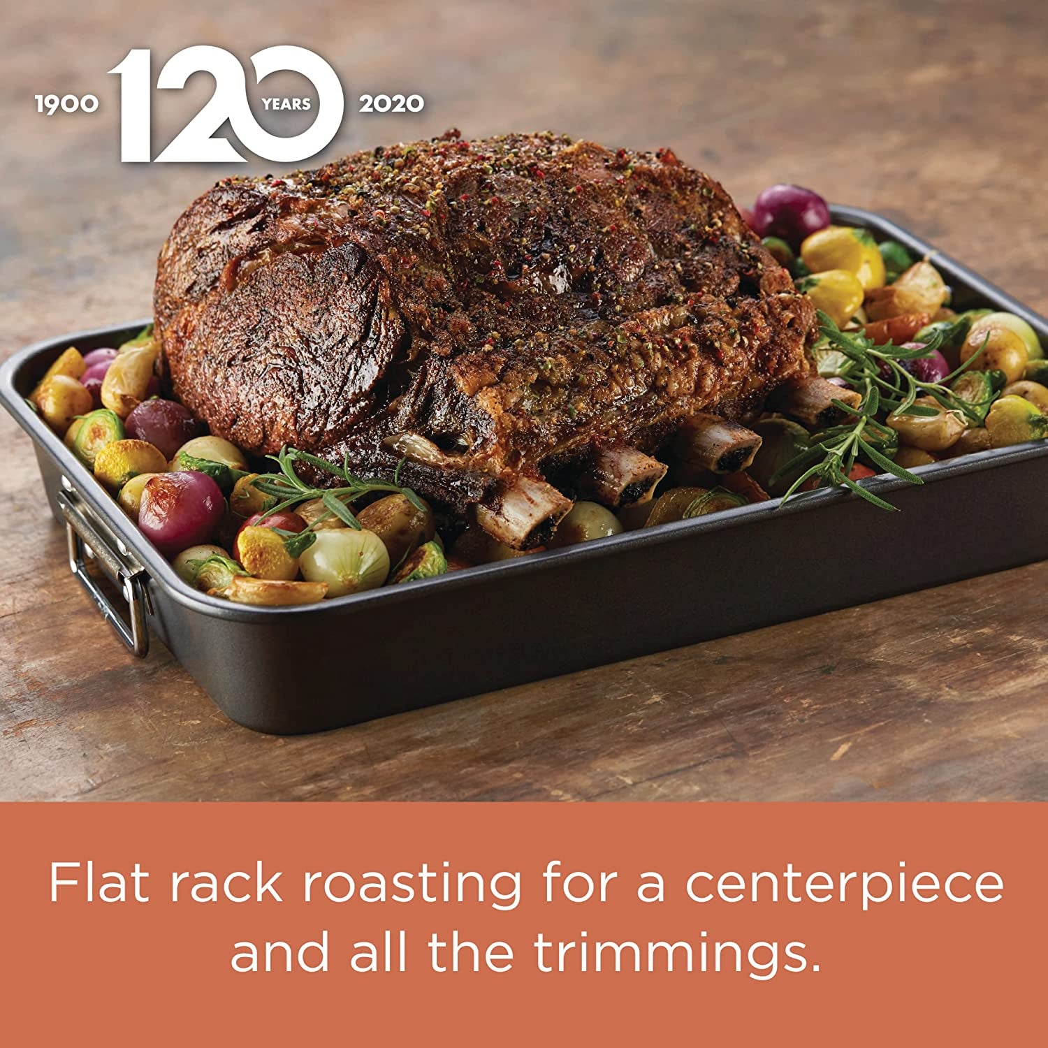 Farberware Bakeware Nonstick Steel Roaster with Flat Rack, 11-Inch X 15-Inch, Gray