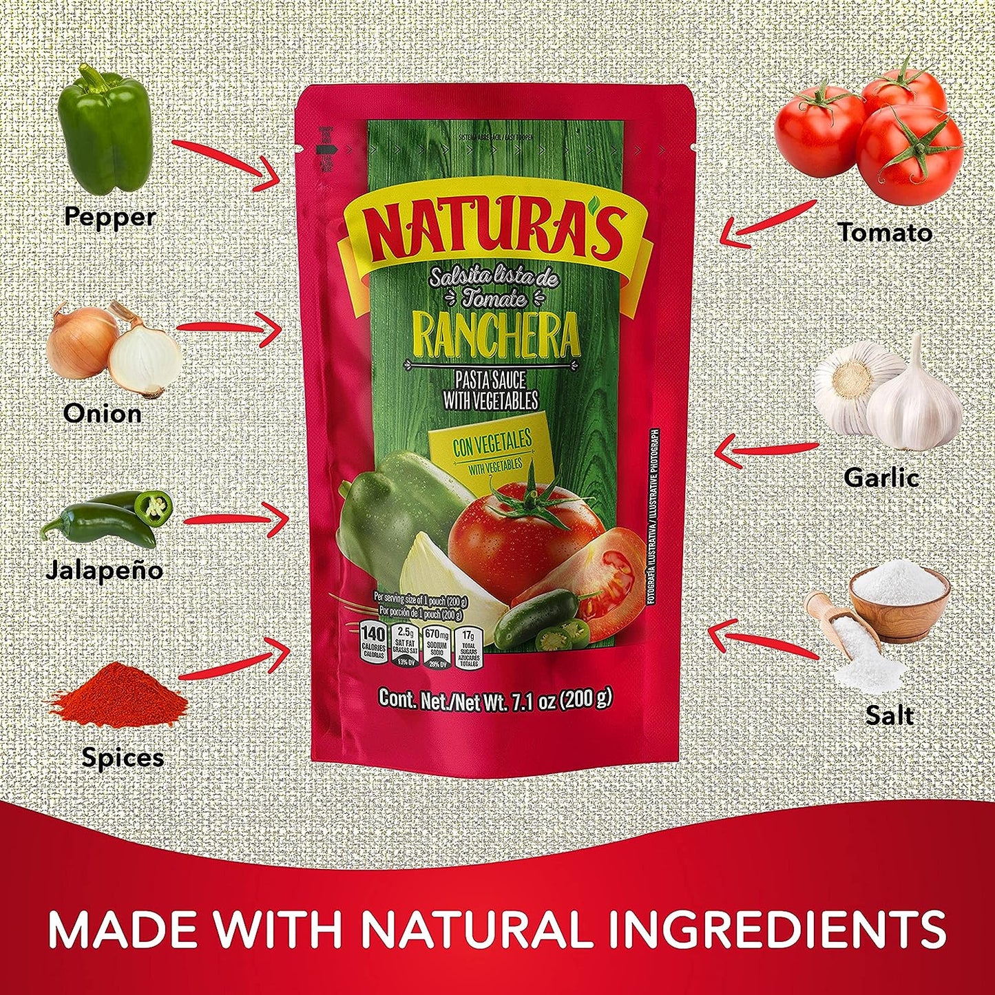 Natura'S Salsa Ranchera, 7.1Oz. Pouch (Pack of 3)