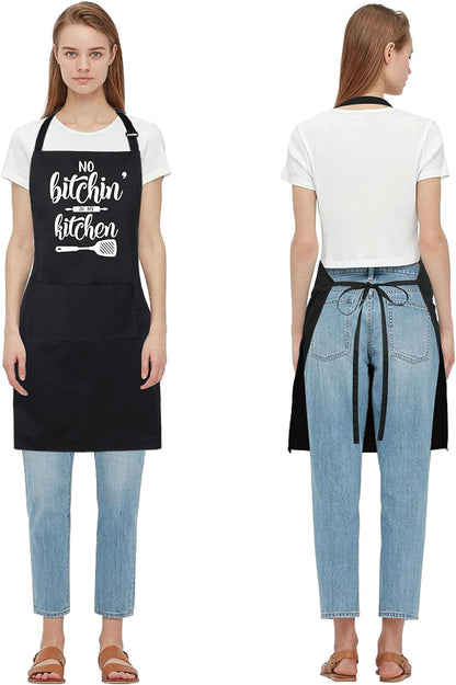100% Cotton Funny Apron for Women Men with 2 Pockets Kitchen Cooking Adjustable Chef Apron Gifts for Wife Husband Mother'S Day