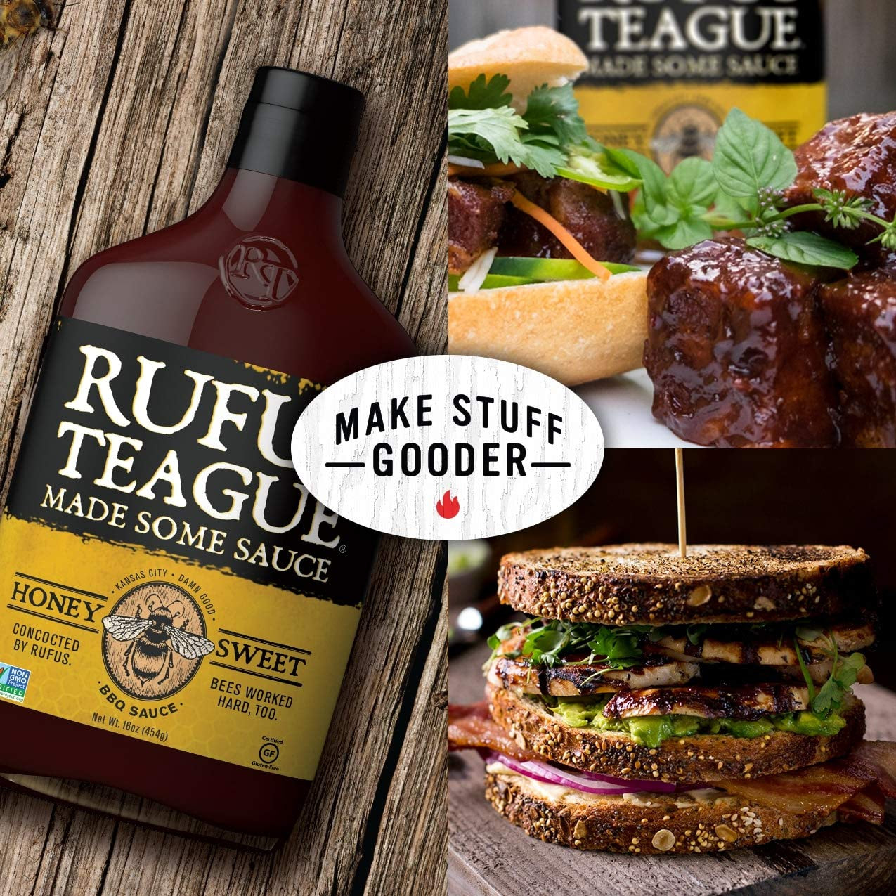 Rufus Teague - Honey Sweet BBQ Sauce - Premium Barbecue Sauce - 15.25 Oz. Bottles - 2 Pack