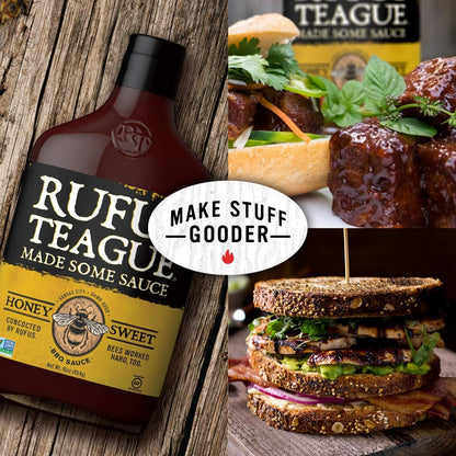 Rufus Teague - Honey Sweet BBQ Sauce - Premium Barbecue Sauce - 15.25 Oz. Bottles - 2 Pack