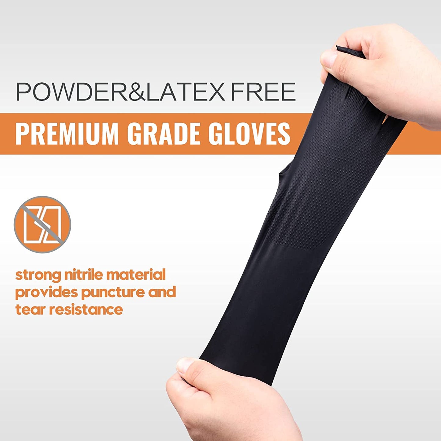 Black Raised Diamond Texture 8 Mil Nitrile Xlarge Glove Latex & Powder Free 100 Count Black Nitrile Disposable Glove