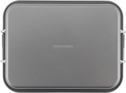 Farberware Bakeware Nonstick Steel Roaster with Flat Rack, 11-Inch X 15-Inch, Gray