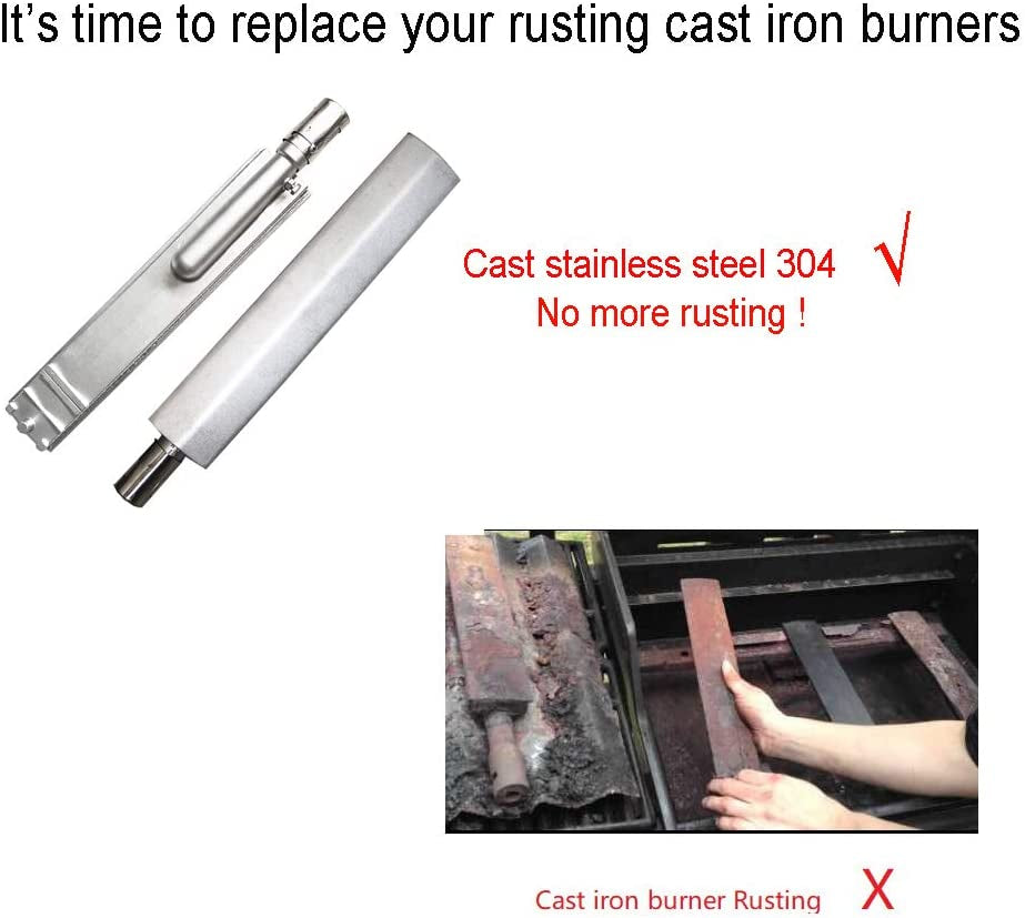 Cast Stainless Steel Grill Burner SS304 Universal BBQ Grill Burner 16.13", Compatible with 26102 23301 16516 44305 Aussie Bull Blaze Char-Broil Jenn AIR NEXGRILL Thermos Turbo Gas Grills