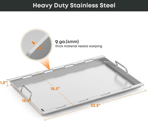 Image of Full-Size Griddle Insert, Stainless Steel Flat Top Griddle for Weber Genesis II and Genesis II LX 400 Series Gas Grill, 4-Burner Gas Grill Accessories