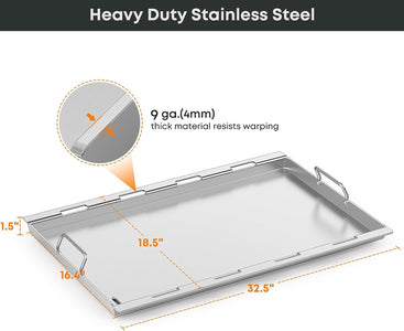 Full-Size Griddle Insert, Stainless Steel Flat Top Griddle for Weber Genesis II and Genesis II LX 400 Series Gas Grill, 4-Burner Gas Grill Accessories