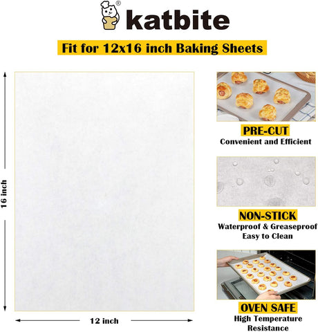 Image of 200PCS 12X16 in Heavy Duty Flat Parchment Paper, Parchment Paper Sheets for Baking Cookies, Cooking, Frying, Air Fryer, Grilling Rack, Oven(12X16 Inch)