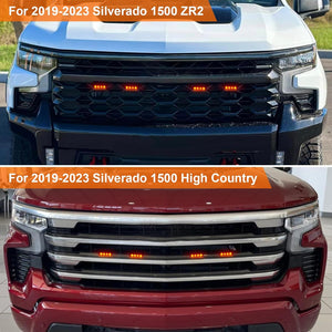 LED Grill Lights for 2019-2023 Chevrolet Silverado Grille Raptor Lights for 2022 Chevy Silverado Accessories Front Grille Trims