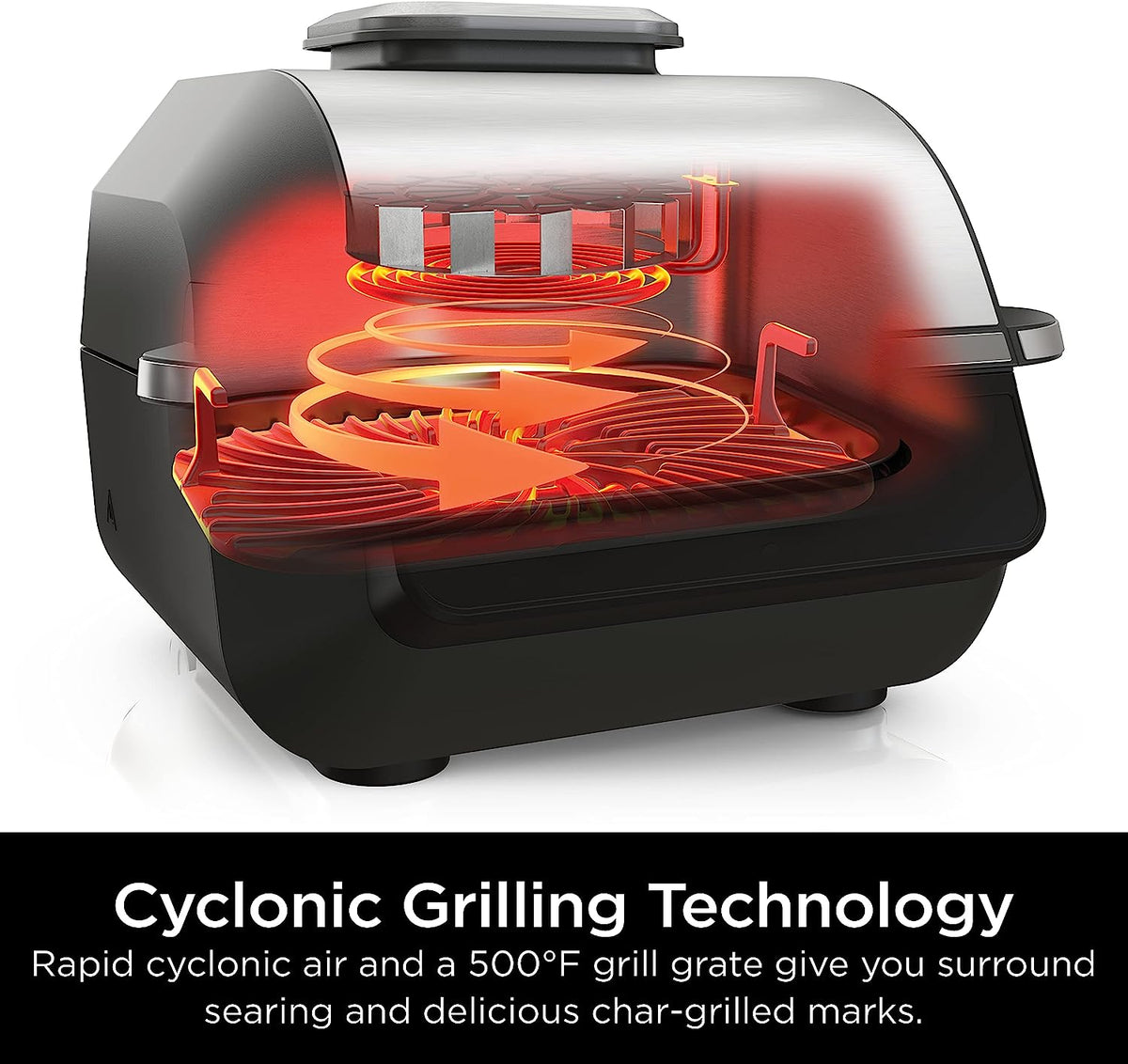 EG201 Foodi 6-In-1 Indoor Grill with Air Fry, Roast, Bake, Broil, & Dehydrate, 2Nd Generation, Dishwasher Safe, Black/Silver