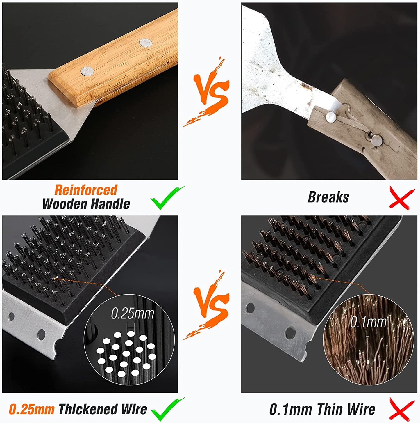 SIMPLETASTE Grill Brush and Scraper, Durable & Effective, Include Extra Stainless Steel Bristles Head for Replacement, Wire Grill Brush for Outdoor Grill, Grill Accessories Gift for Men/Dad