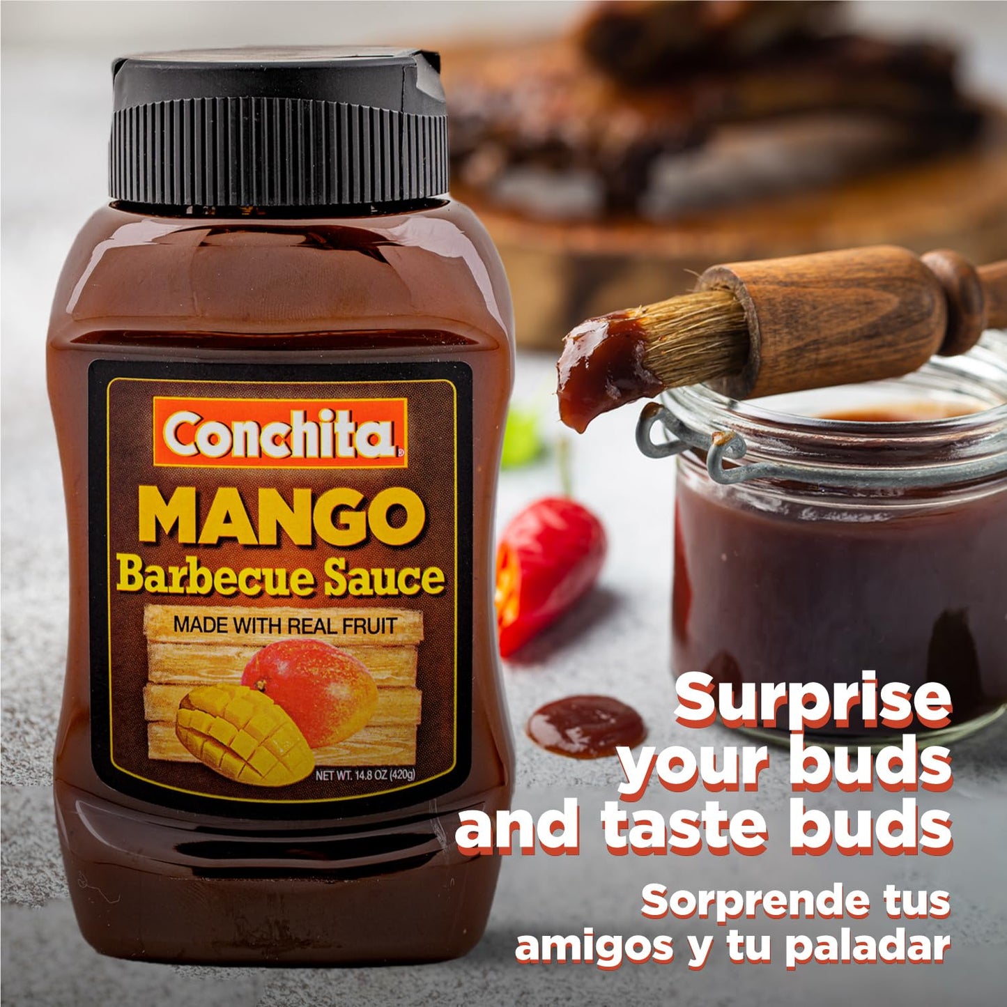 Conchita Mango BBQ Sauce, 14 Oz - Cookout Essentials - Perfect for Grilling, Marinating, and Dipping