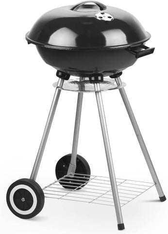 Image of Wonlink Portable Charcoal Grill, 18.5 Inch Camping BBQ Grill with Wheels for Outdoor Cooking Picnic Barbecue
