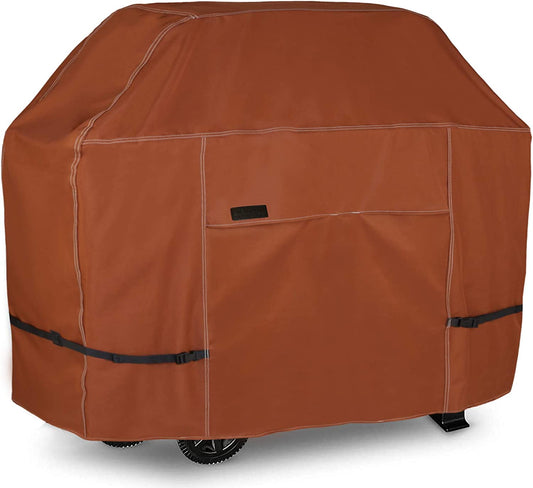 Nettypro BBQ Grill Cover 56 Inch Outdoor Patio 600D Heavy Duty Waterproof 2-3 Burner Barbecue Cover for Weber, Char-Broil, Brinkmann, Nexgrill Grills and More, Brown