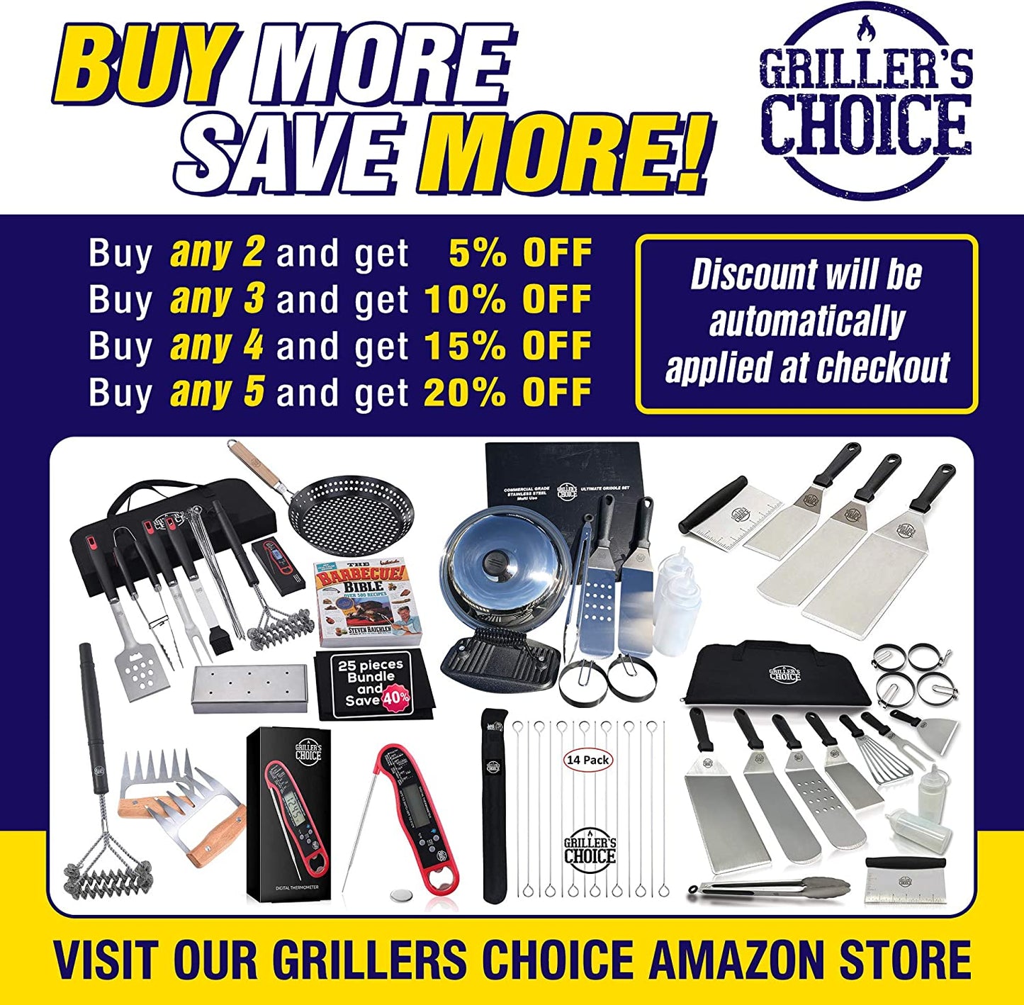 Grillers Choice Griddle Accessories, Flat Top Grill Accessories.Commercial Quality Cast Iron Grill Press and Melting Dome. Griddle Grill Dome for Cooking and Griddle Cheese Press.