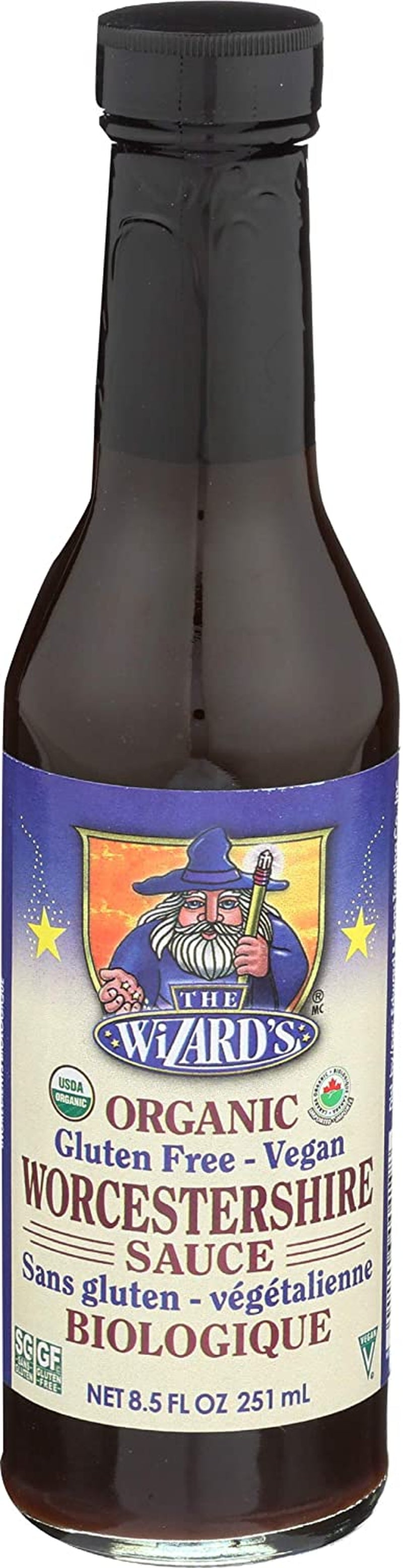 The Wizard'S Sauce Organic Gluten Free & Vegan Worcestershire Sauce – Fish Sauce, Organic Spices & Seasonings, Plant Based, Vegan, Gluten Free, Non-Gmo Project Verified, USDA Organic – 8.5 Oz