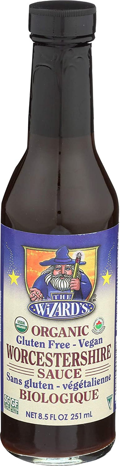 The Wizard'S Sauce Organic Gluten Free & Vegan Worcestershire Sauce – Fish Sauce, Organic Spices & Seasonings, Plant Based, Vegan, Gluten Free, Non-Gmo Project Verified, USDA Organic – 8.5 Oz