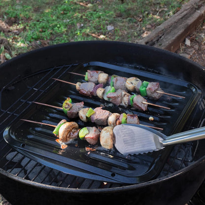 SPL50016 Large 2-Piece Broiler Pan & Grill Set Porcelain-On-Steel 16-1/2"X12-3/4"X1-3/4" Broiler Pan for Oven, Black