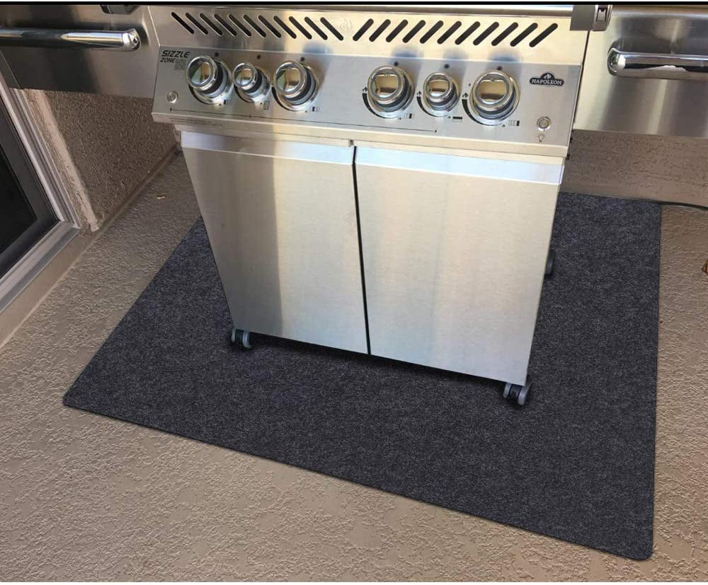 Gas Grill Mat— BBQ Grilling Gear for Gas/Deck Absorbent Grill Mat Lightweight Washable Floor Mat，Under Grill Mat for Protective Floor，Protects Decks and Patios from Grease and Sauce Spills(36" X60")