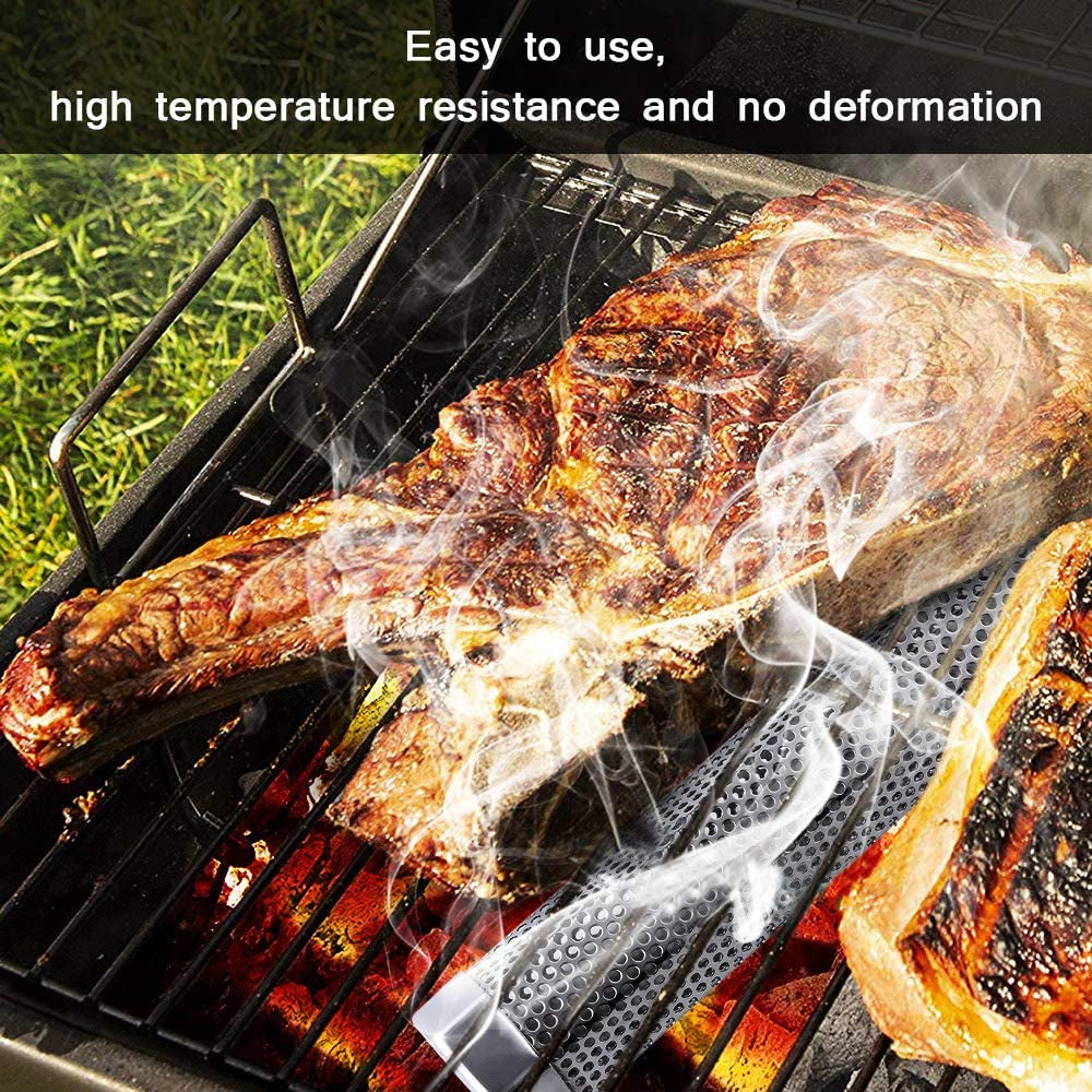 Pellet Smoker Tube for Grilling, 12 Inches Premium Stainless Steel BBQ Wood Pellet Tube Smoker for Gas Charcoal Electric Grill or Smokers, Hexagonal