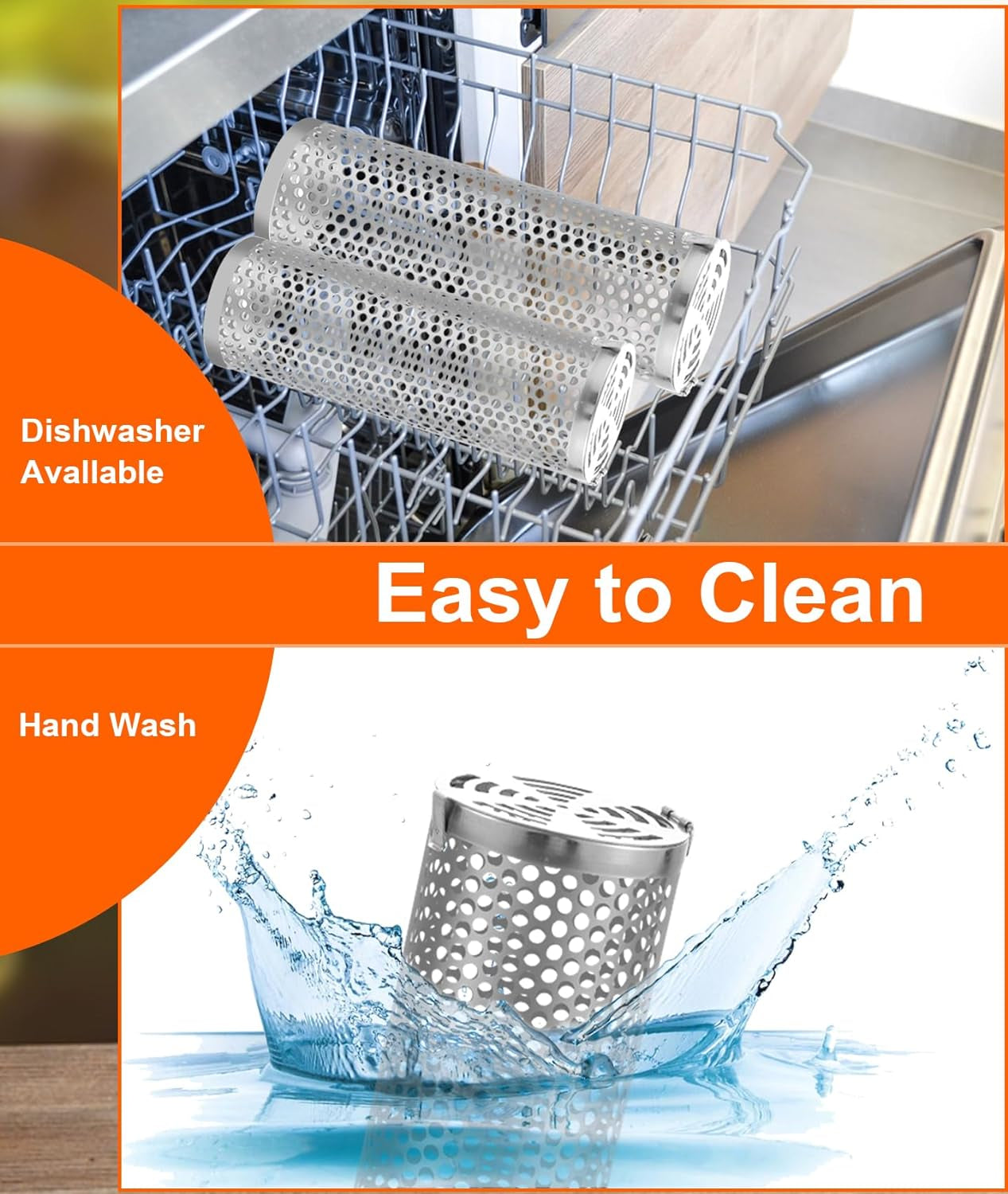 Reclite Rolling Grilling Baskets for Outdoor Grilling BBQ Grill Basket Stainless Steel, Grill Basket for Veggies Fish, Shrimp, Meat, Fries Food Camping, Gift for Men(Small+Large)