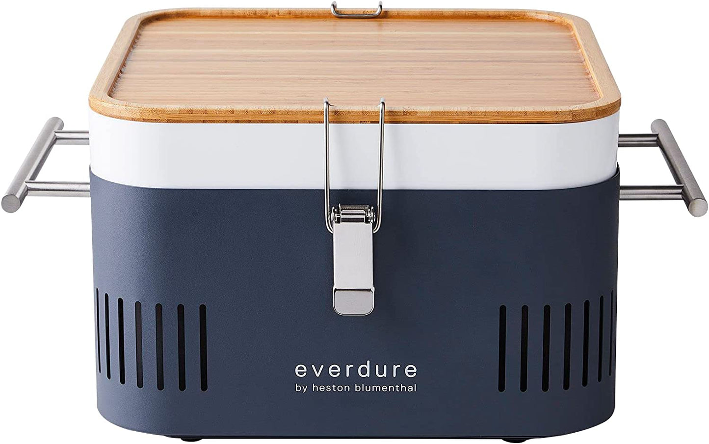 Everdure CUBE Portable Charcoal Grill, Tabletop BBQ, Perfect Tailgate, Beach, Patio, or Camping Grill, Lightweight & Compact Small Grill with Preparation Board & Food Storage Tray, Graphite