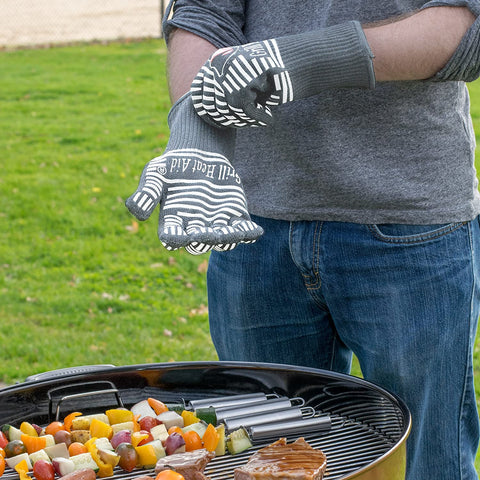 Image of Extreme Heat Resistant BBQ Gloves - Premium Insulated & Silicone Lined Aramid Fiber Mitts for Cooking, Grilling, Frying and Baking - Professional Indoor Outdoor Kitchen Oven Accessories