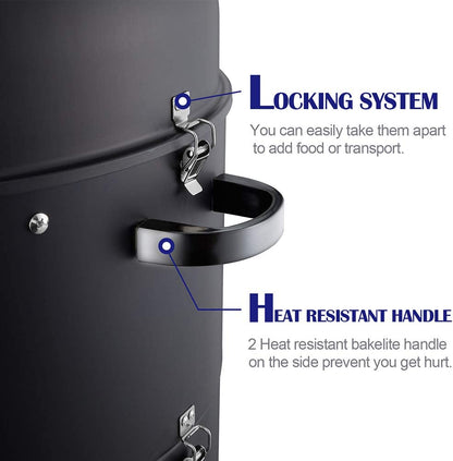 Charcoal BBQ Smoker Grill - 20 Inch Vertical Smoker for Outdoor Cooking Grilling