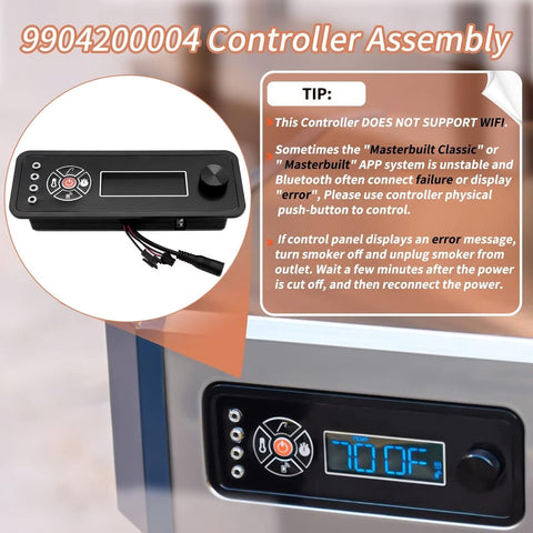 Image of 9904200004 Controller Compatible with Masterbuilt Gravity Series 1050 Digital Charcoal Grill + Smokers, Digital Control Panel (Non-Wifi) for Model: MB20041220, MB20041320 Replacement Part