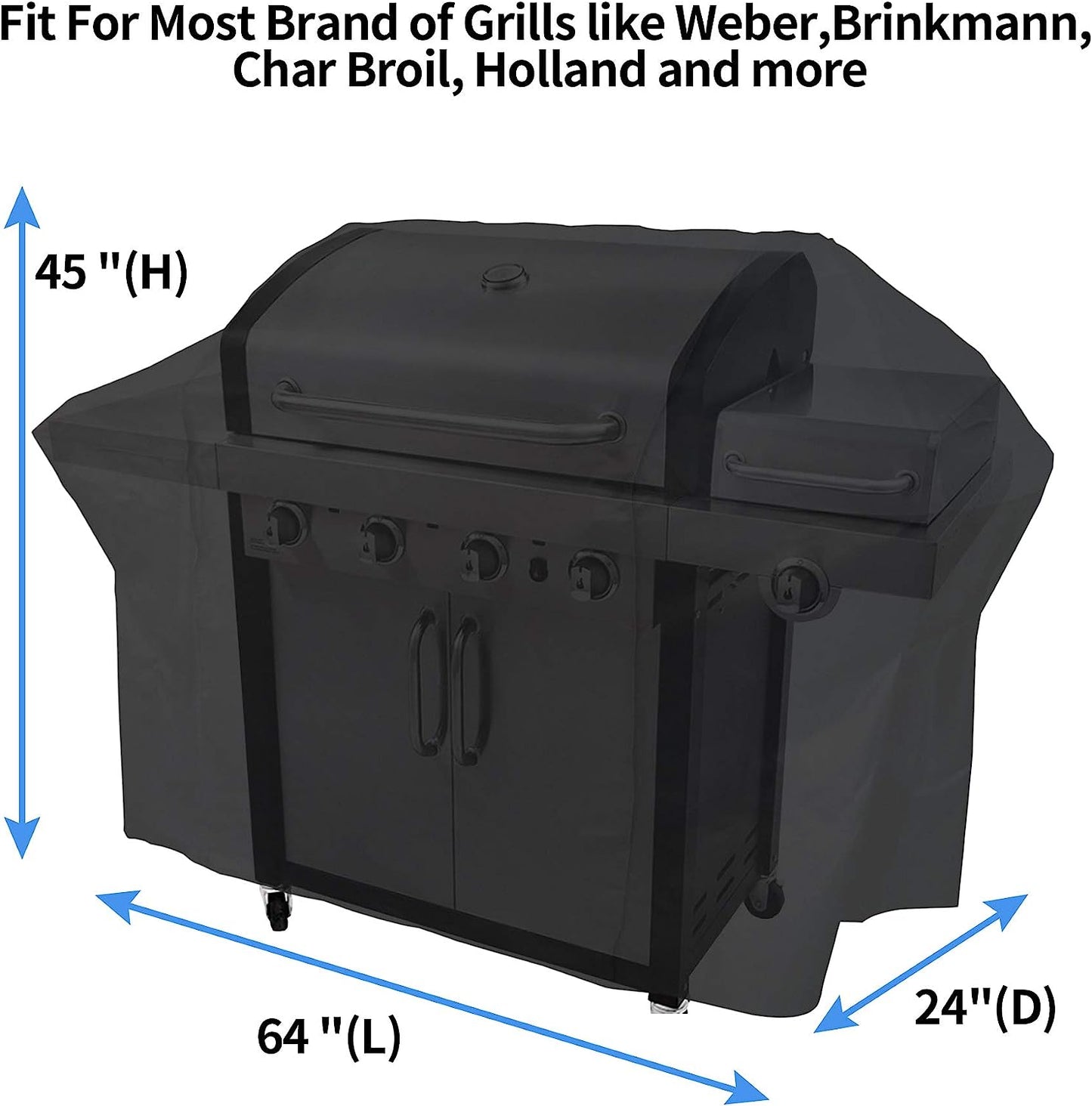 NEXCOVER Grill Cover, 64 Inch Waterproof BBQ Cover, 600D Heavy Duty Gas Grill Cover,Rip Resistant Barbecue Cover for Weber,Brinkmann, Char Broil, Holland (64 Inch)