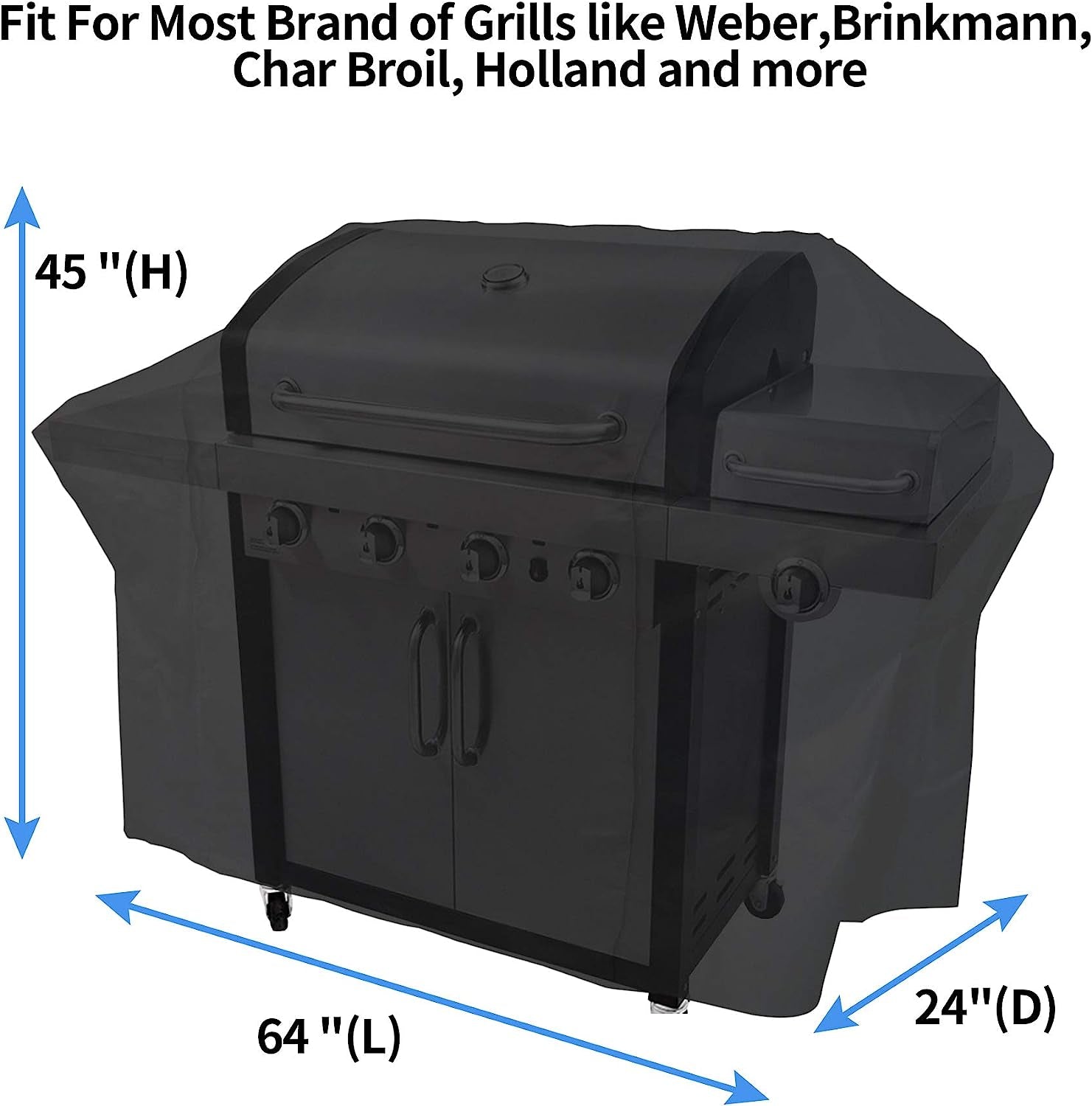 NEXCOVER Grill Cover, 64 Inch Waterproof BBQ Cover, 600D Heavy Duty Gas Grill Cover,Rip Resistant Barbecue Cover for Weber,Brinkmann, Char Broil, Holland (64 Inch)