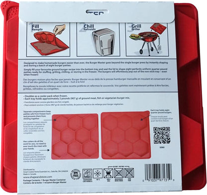 Burger Master Innovative 8-In-1 Burger Press & Freezer Container Makes 8 Quarter-Pound Burgers 32 Oz., Tasty Amazing Burgers, Easy-To-Clean & Dishwasher Safe