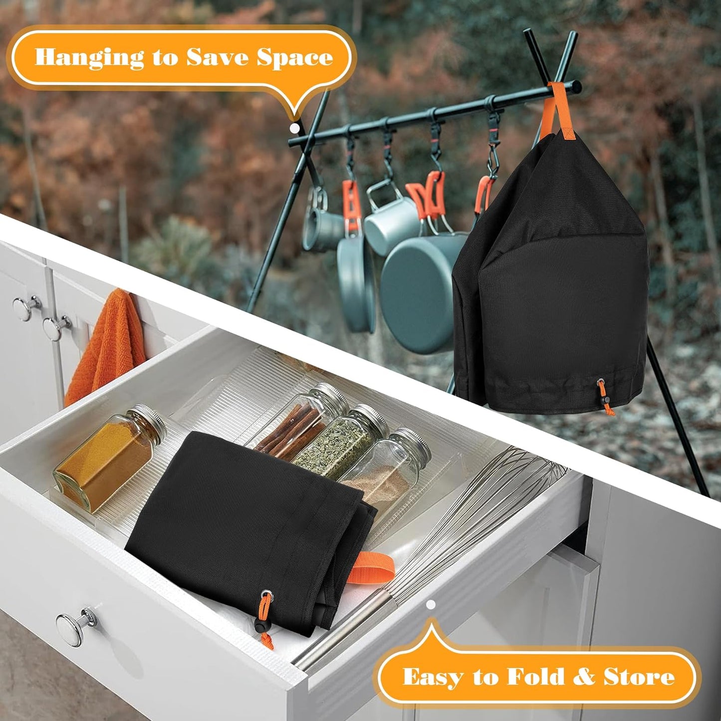 Grill Cover Compatible with Ninja OG701 OG751 Woodfire Grill, BBQ Grill Accessories Bag with Handle & Inner Pocket, Compatible with Ninja OG700 Series Outdoor 7-In-1 Grill Smoker, Cover Only