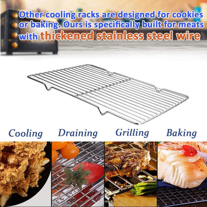 Turbokey Grilling Rack Heavy Duty Wire Grate Oven Roasting Rack 5.3 X 8.7 Inch Rectangle Baking Cooling Steaming with 4 Legs Stainless Steel Rack (5.3"X8.7",22X13.5Cm)