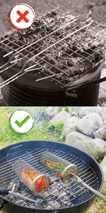 Rolling Grill Baskets for Outdoor Grilling. BBQ Grill. Set of 2 Pieces. the Best Barbecue Accessory and Perfect for Use in the Oven. Kitchen Accessory, Rolling Baskets for Roasting Vegetables, Meat, Fish and for Camping. Perfect Men’S Gift