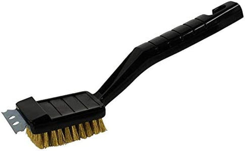 Quickie Grill Scrubbing Brush, Black, Crimped Bristles for Grill Cleaning with Scraper for Grill Grime