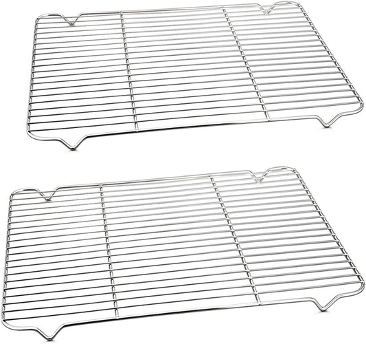 Baking Rack Cooking Rack Set of 2-16.6''X11.6'', P&P CHEF Stainless Steel Wire Cooling Drying Roasting Rack, Fits Half Sheet Cookie Pans, Commercial Quality, Oven & Dishwasher Safe
