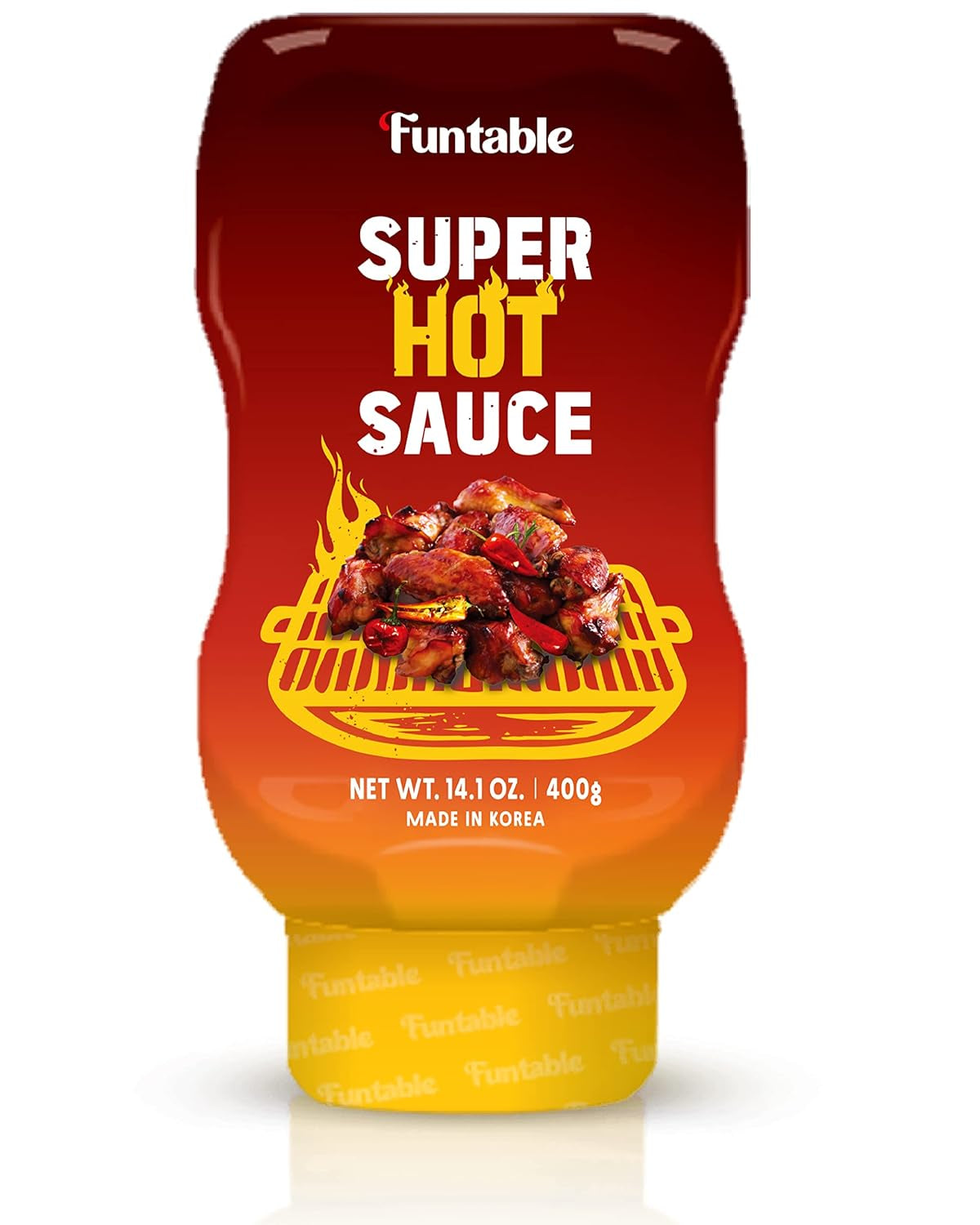 Funtable Super Hot Sauce (14.1Oz, Pack of 1) - Authentic Korean Flavor, Spicy & Tangy Sauce, Low-Calorie. Ideal for Fried Chicken, Nuggets, Dipping & More.