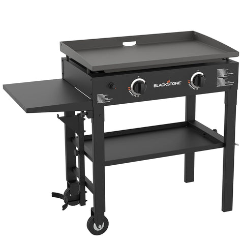 Image of Flat Top Gas Grill Griddle 2 Burner Propane Fuelled Rear Grease Management System, 1517, Outdoor Griddle Station for Camping, 28 Inch