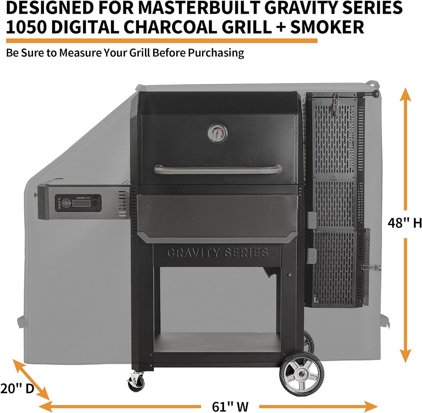 NEXCOVER Grill Cover - Compatible with Masterbuilt Gravity Series 1050 Digital Charcoal Grill, Waterproof Smoker Cover,Heavy Duty BBQ Cover, Fade Resistant Barbecue Cover, Anti-Uv & Weather Resistant.