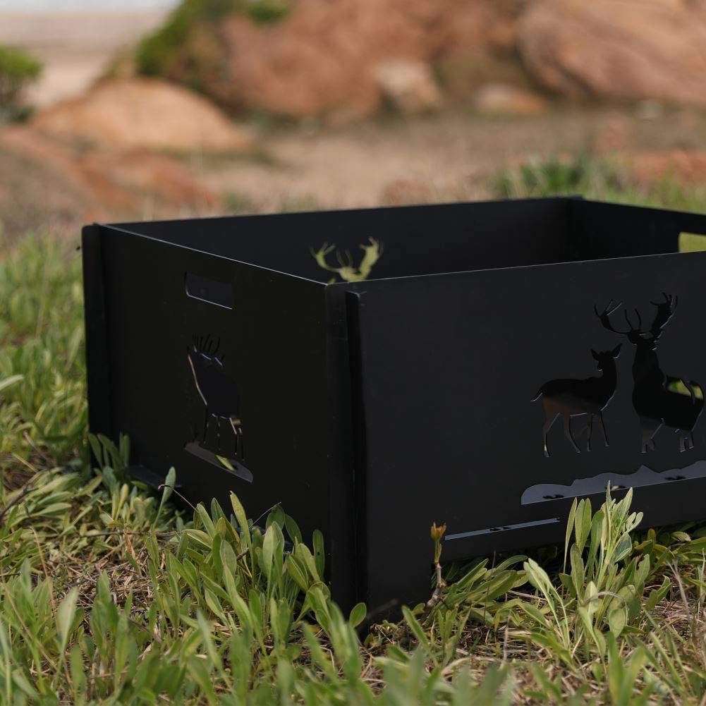 Portable Plug Fire Pit, 15.8 Inch Collapsible Firepits for outside Wood Burning, Folding Outdoor Indoor Accessories for BBQ Camping Travel or Picnic, Foldable Fire Pits Bonfire of Backyard Patio