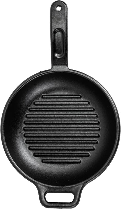BOLD 10 Inch Seasoned Cast Iron Grill Pan; Design-Forward Cookware