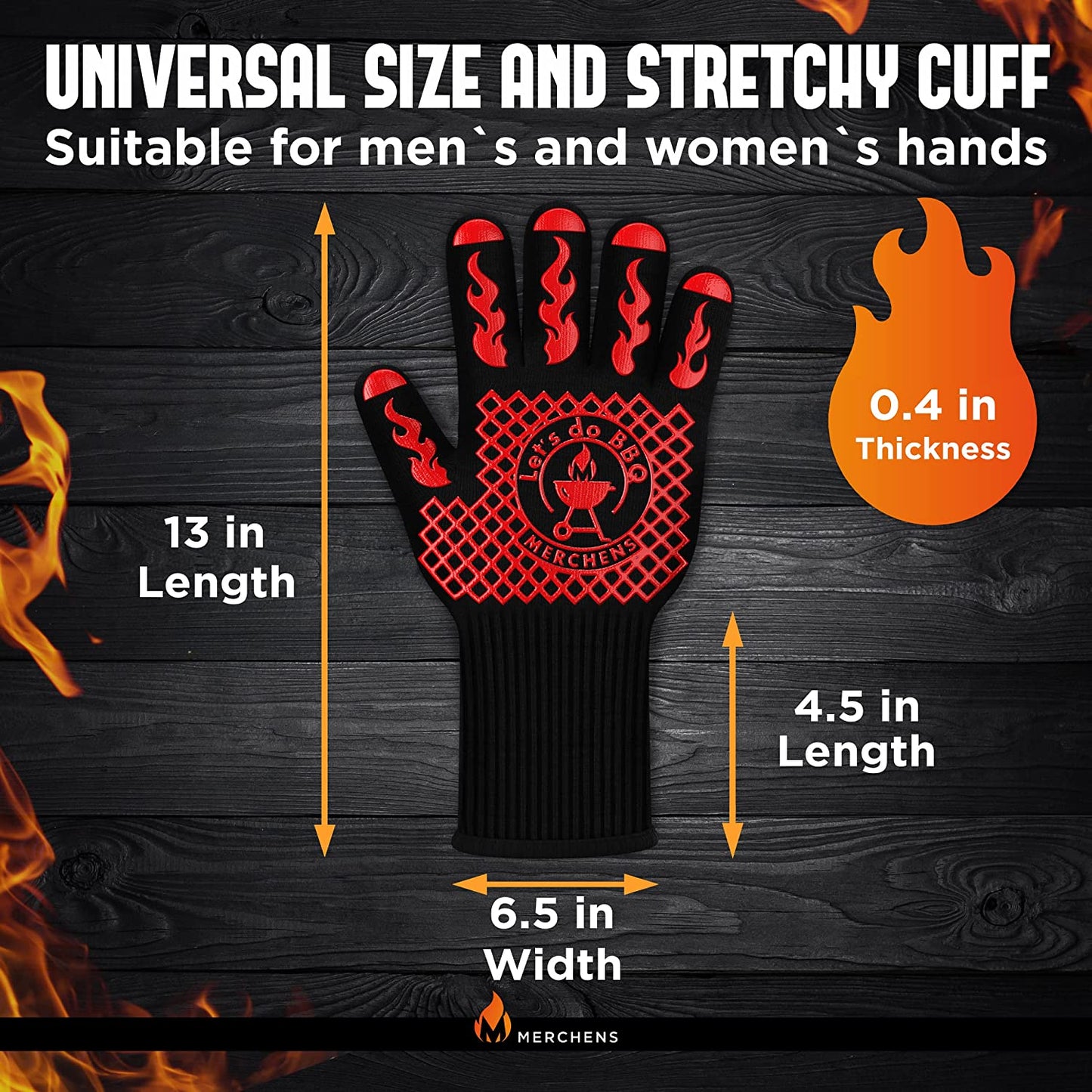 Pro-Series BBQ Gloves - Heat Resistant Grill, Grilling, and Oven Gloves for Culinary Experts - Extreme Fireproof Protection, Silicone Grip, Extra Long Mitts - Indoor & Outdoor - with Protective Case