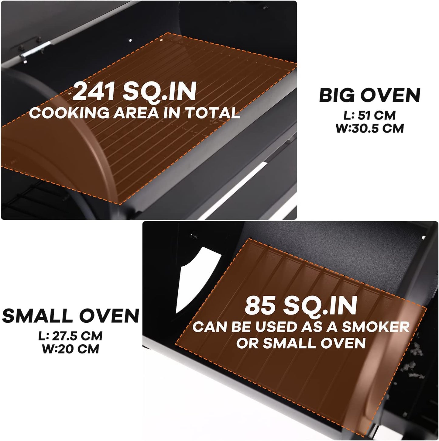 Charcoal Grills, MGHH Portable Charcoal Grill with 2 Wheels Side Fire Box, Small BBQ Oven Offset Smoker for 8-12 People Outdoor Patio Backyard, Camping Picnics