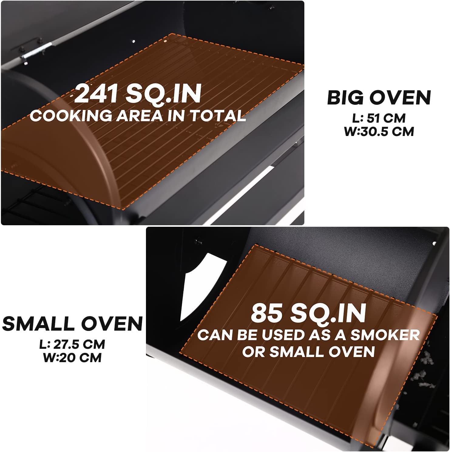 Charcoal Grills, MGHH Portable Charcoal Grill with 2 Wheels Side Fire Box, Small BBQ Oven Offset Smoker for 8-12 People Outdoor Patio Backyard, Camping Picnics