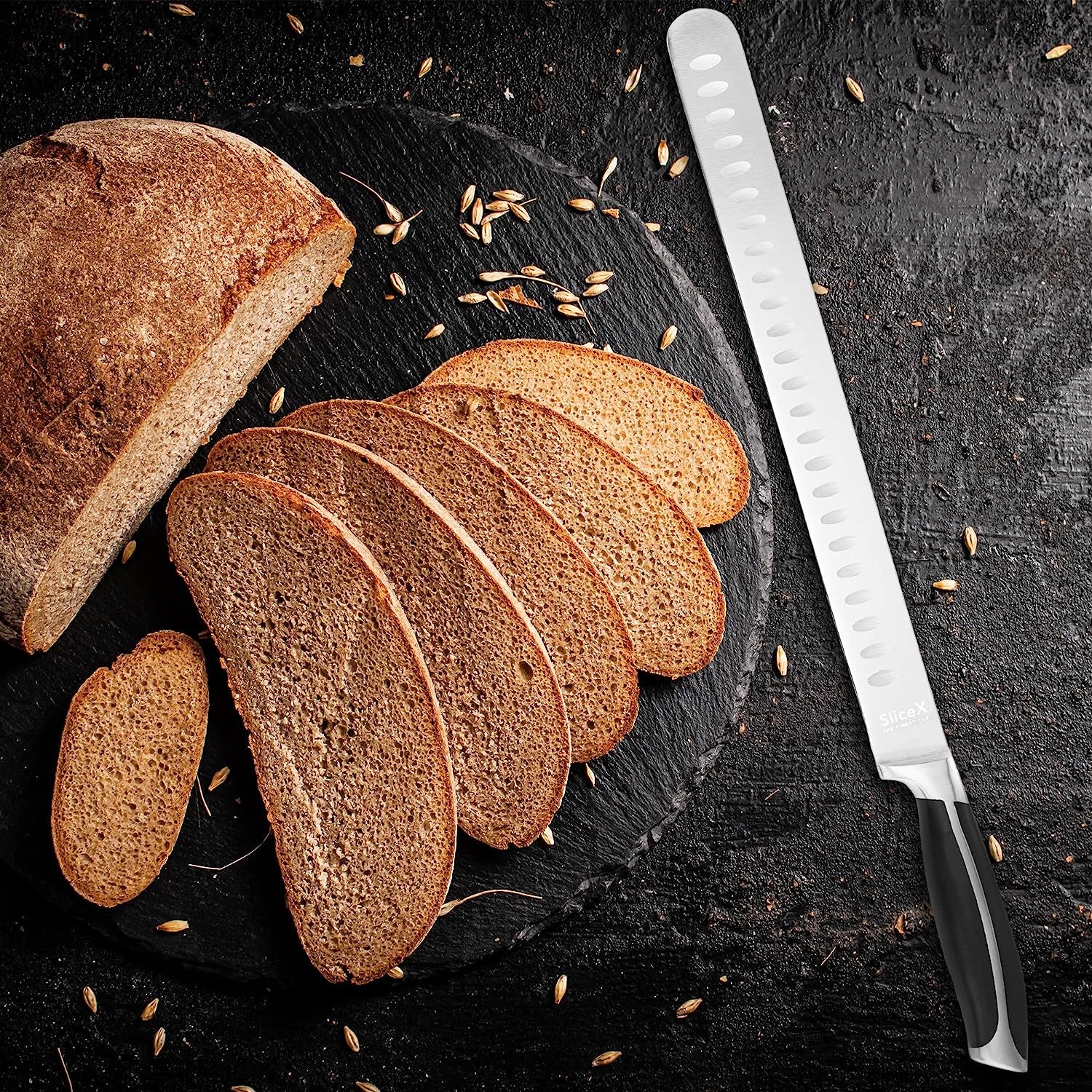 Slicex Classic Brisket Slicing Knife - Razor Sharp 12" Carving Knife for Meat - Premium German Steel Meat Carving Knife Full Tang - Slicing Knife for Meat Cutting, Meat Slicing Knife - Great Dad Gift