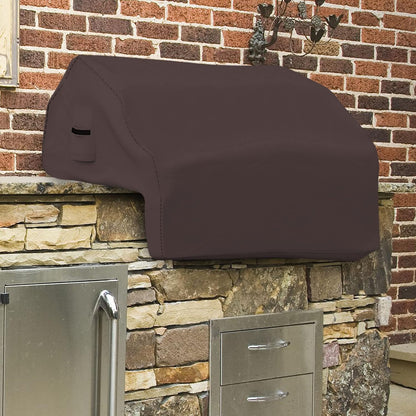 Built-In Grill Cover Made of 12 Oz Waterproof Fabric with Air Pocket & Elastic for Snug Fit (36" W X 26" D X 24" H, Coffee)