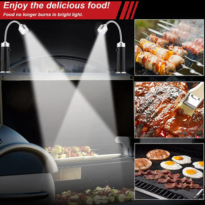 Grill Light, Grill Accessories - Christmas Stocking Stuffers for Men Dad Boyfriend, LED BBQ Light with Magnetic Base & 360° Flexible Gooseneck, Smoker Grilling Gifts for Men, Batteries Included-2 Pack
