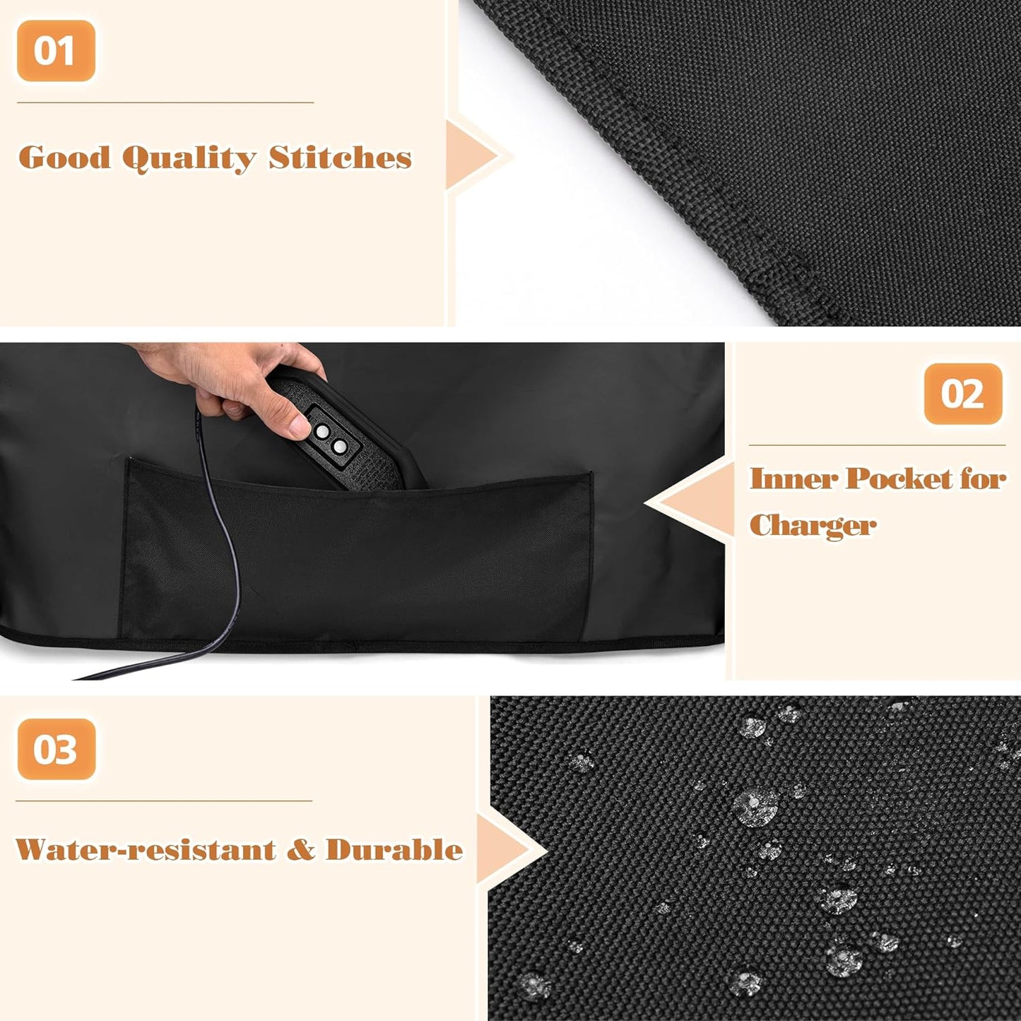 Grill Cover Compatible with Ninja OG701 OG751 Woodfire Grill, BBQ Grill Accessories Bag with Handle & Inner Pocket, Compatible with Ninja OG700 Series Outdoor 7-In-1 Grill Smoker, Cover Only