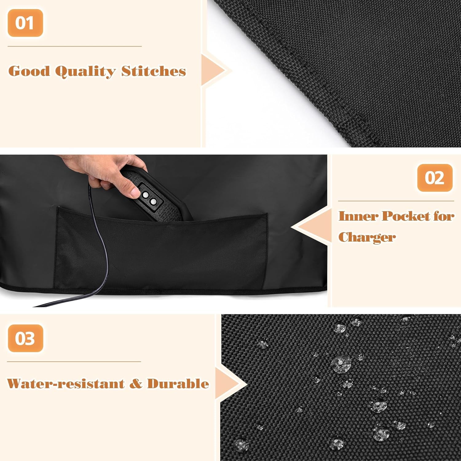 Grill Cover Compatible with Ninja OG701 OG751 Woodfire Grill, BBQ Grill Accessories Bag with Handle & Inner Pocket, Compatible with Ninja OG700 Series Outdoor 7-In-1 Grill Smoker, Cover Only