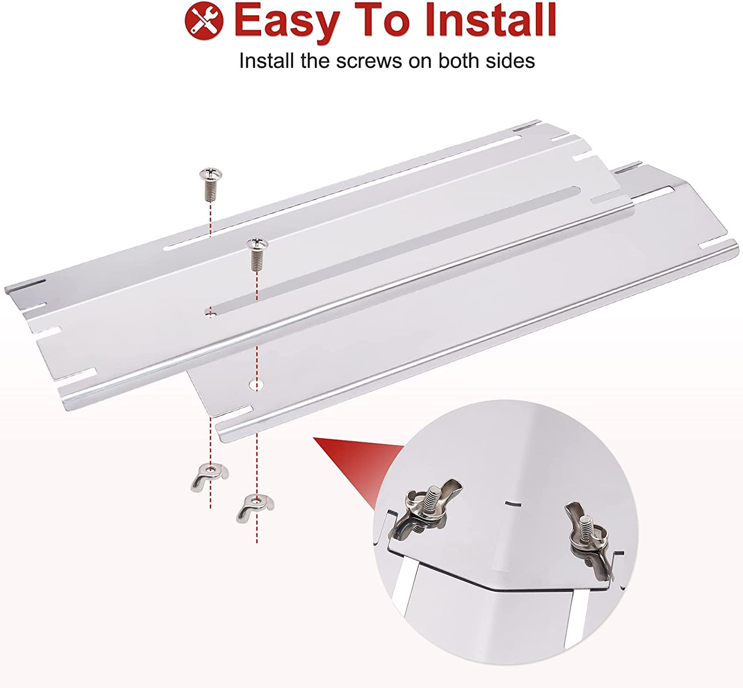 Universal Grill Heat Plates Heat Tents Heat Shields for Gas Grill, Adjustable Barbecue BBQ Grill Flame Tamers Burner Covers Heat Deflectors, Stainless Steel Gas Grill Replacement Parts, 5-Pack